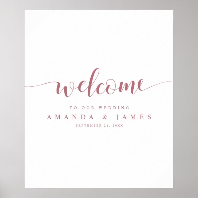 Affiche Accueil simple Rose  Gold Mariage (Devant)