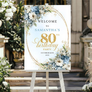 Affiche Accueil spécial Boho eucalyptus floral 80e anniver