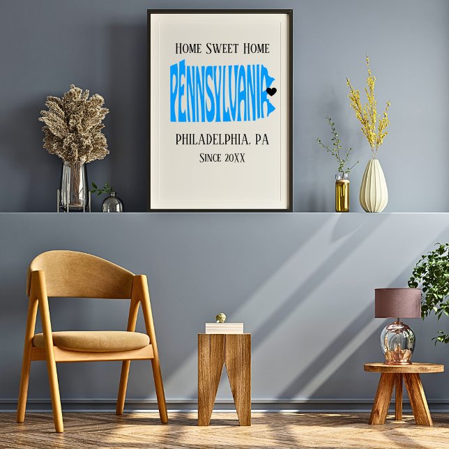 Affiche Accueil Sweet Accueil Philadelphie PA Blue State M (Créateur téléchargé)