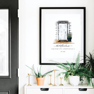 Affiche Accueil Sweet Home Aquarelle Blanc Hamptons Porte