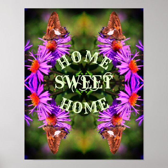 Affiche Accueil Sweet Home Papillon Fleur Abstraite (Devant)