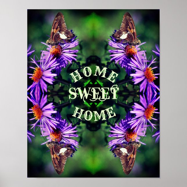Affiche Accueil Sweet Home Papillon Fleur Abstraite (Devant)