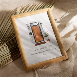 Affiche Accueil Sweet Home Porte d'aquarelle moderne du mi