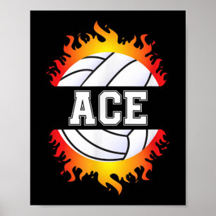 Affiche Ace Name Volley Player Boys Ball and Net Sport