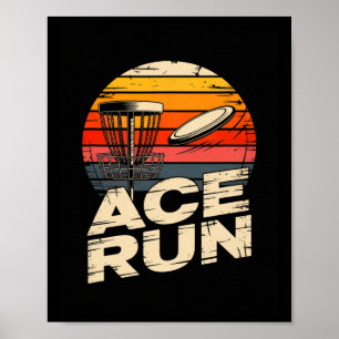Affiche Ace Run Retro Disc Golf Sket Ace Run Sunset