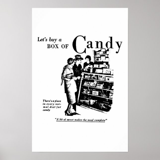 Affiche Achetons une boîte de bonbons publicité 1930 (Devant)