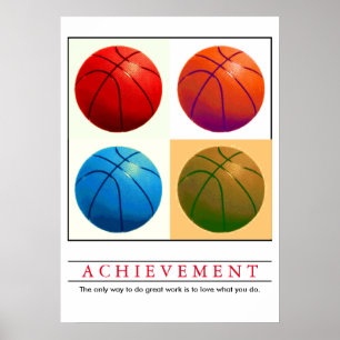 Affiche Achievement Motivational Basketball Pop Art
