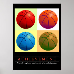 Affiche Achievement Motivational Basketball Pop Art
