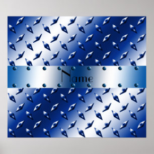 Affiche Acier bleu nommé personnalisé de plat de diamant