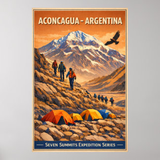 Affiche Aconcagua Argentine - Voyage Ancien