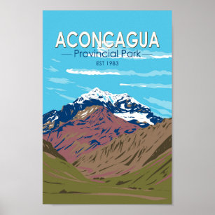 Affiche Aconcagua Provincial Park Argentina Voyage Vintage