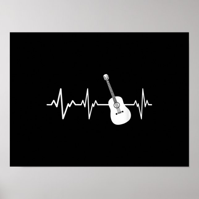 Affiche Acoustic Guitar Heartbeat Gift Instrument Guitaris (Devant)