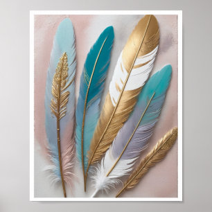 Affiche acrylique de peinture de plumes de boho-chic sur s