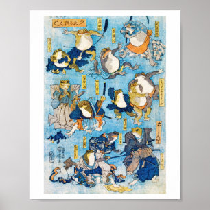 Affiche Acteur de Kabuki grenouille, Kuniyoshi, Ukiyo-e