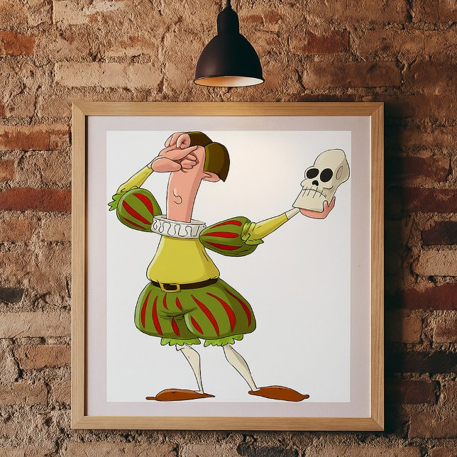 Affiche Acteur d'Hamlet de Shakespeare drôle tenant un crâ (Créateur téléchargé)