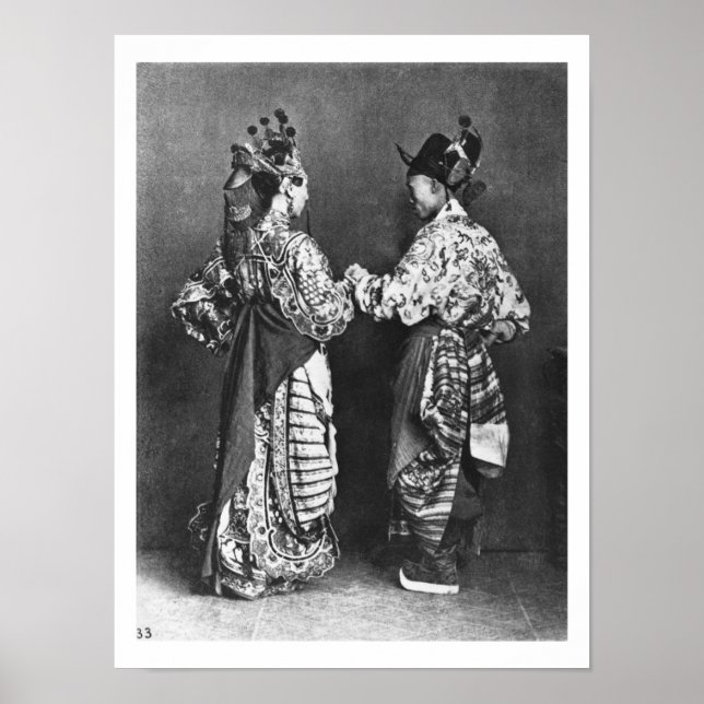 Affiche Acteurs chinois de derrière, vers 1870 (photo b/w) (Devant)