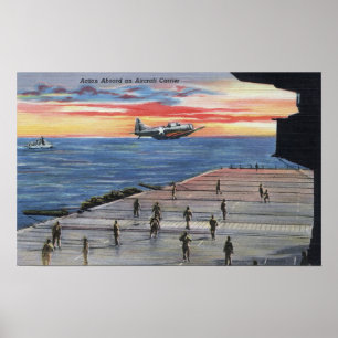 Affiche Action à bord de porte-avions - marine des USA