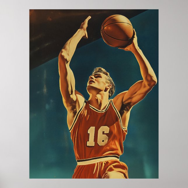 Affiche Action de basket vintage (Devant)