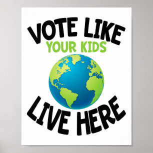 Affiche Activiste Climatique Chemise Vote Jour des terres