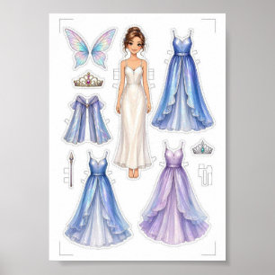 Affiche Activité de découpage de poupées en papier de fées