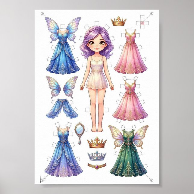 Affiche Activité de découpage de poupées en papier fées po (Devant)