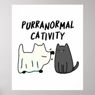 Affiche Activité paranormale féline drôle de jeu de mots d