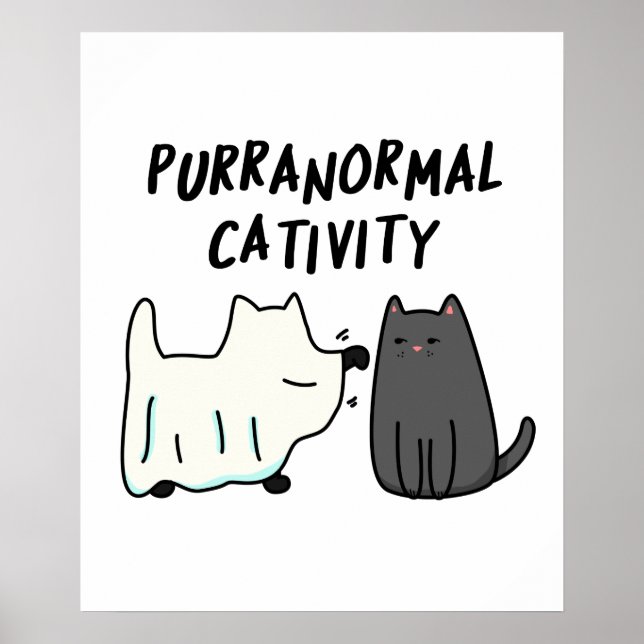 Affiche Activité paranormale féline drôle de jeu de mots d (Devant)