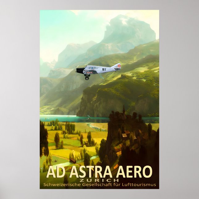 Affiche Ad Astra Aero Lac Lucerne Voyage Suisse Ar (Devant)