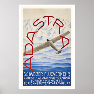 Affiche Ad Astra Aero Traffic Zurich Lausanne Geneve