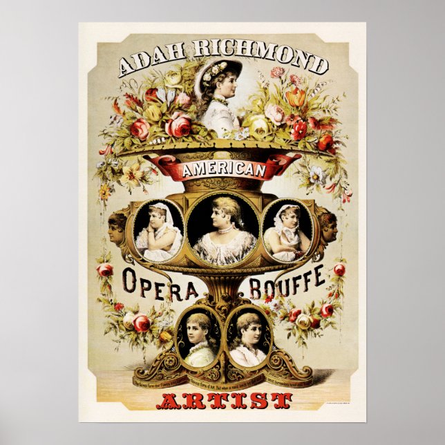 Affiche Adah Richmond American Opera Bouffe Theatre Advert (Devant)