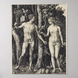 Affiche Adam and Eve, Engraving by Albrecht Durer