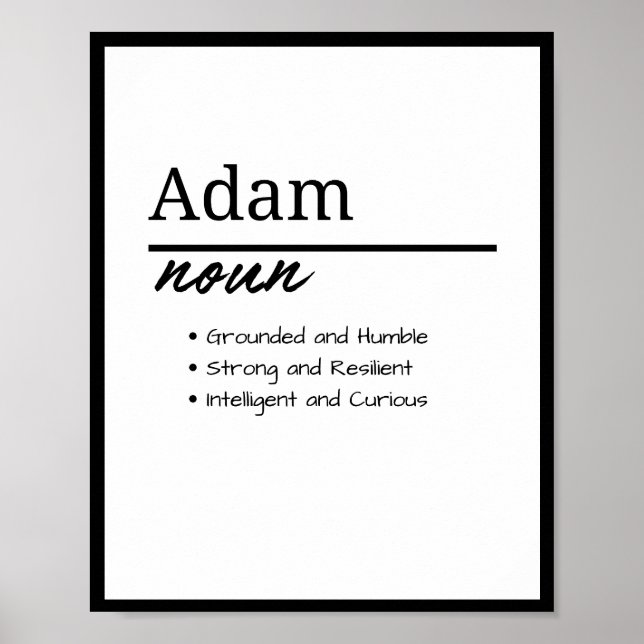 Affiche Adam, Garçon Définition Personnalisée Du Nom (Devant)