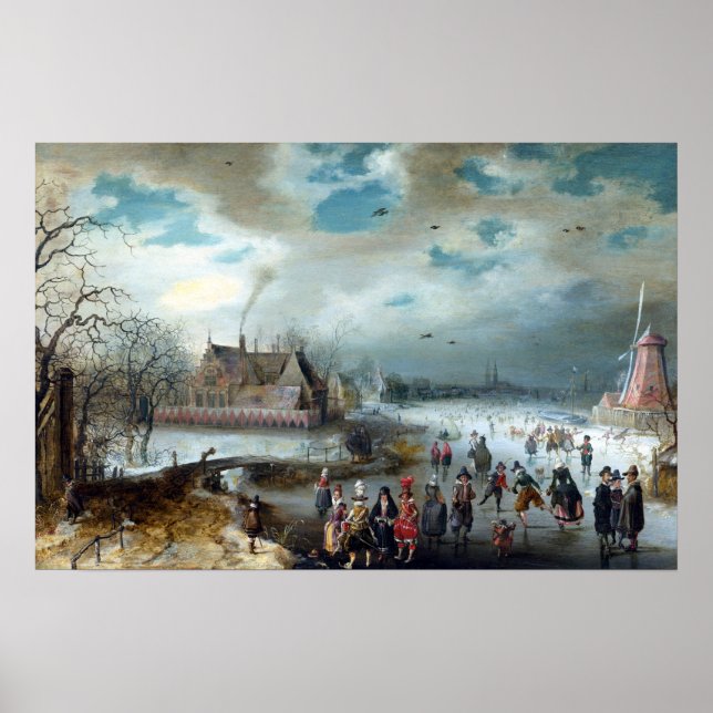 Affiche Adam van Breen Patinage sur la rivière Frozen Amst (Devant)