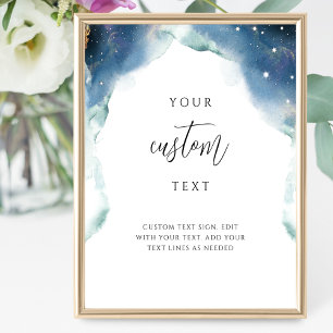 Affiche Add Your Custom Text, Chic Celestial Wedding Sign