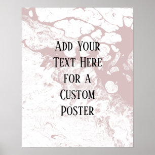 Affiche Add Your Custom Text, White & Dusty Rose Marble