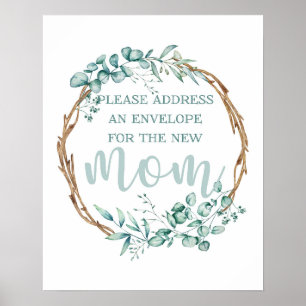 Affiche Address and Envelope Baby Shower Sign