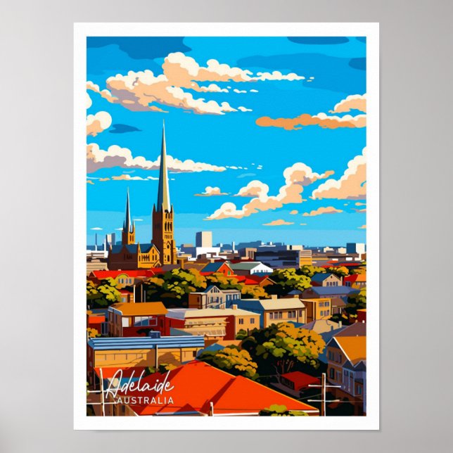 Affiche Adélaïde Australie Illustration de voyage (Devant)