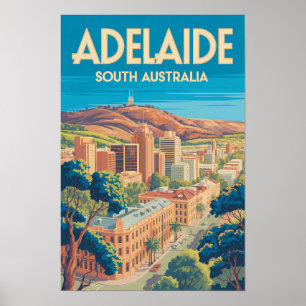 Affiche Adelaide Australie Illustration Voyage Art Vintage