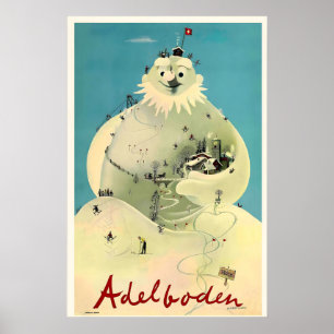 Affiche Adelboden Suisse Suisse Bernois Ski Hiver
