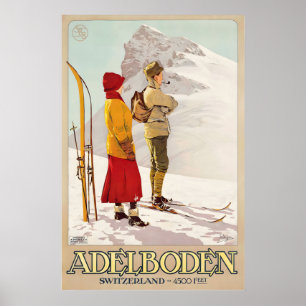 Affiche Adelboden Suisse Suisse Bernois Ski Hiver
