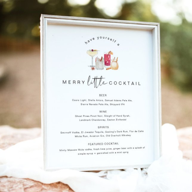 Affiche ADELLA Edgy Minimalist Christmas Cocktail Menu Pos (Créateur téléchargé)