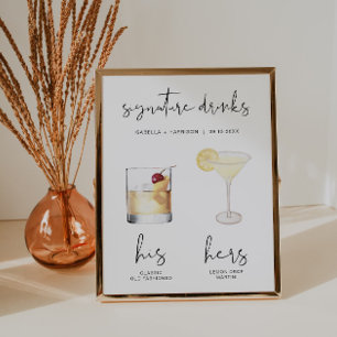 Affiche ADELLA Minimal Watercolor Cocktail Signature Boiss