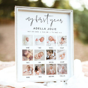 Affiche ADELLA Minimaliste Boho première année photo Jalon