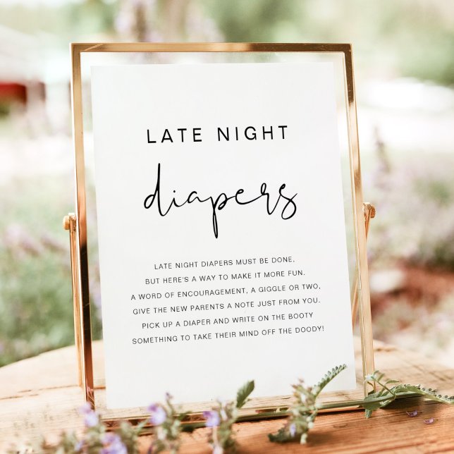 Affiche ADELLA Minimaliste Moderne Late Night Diapers Jeu  (Créateur téléchargé)