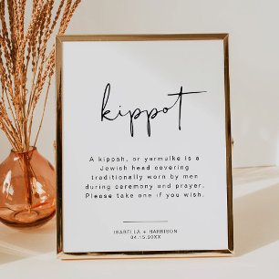 Affiche ADELLA Moderne minimaliste Kippot Kippah Mariage P