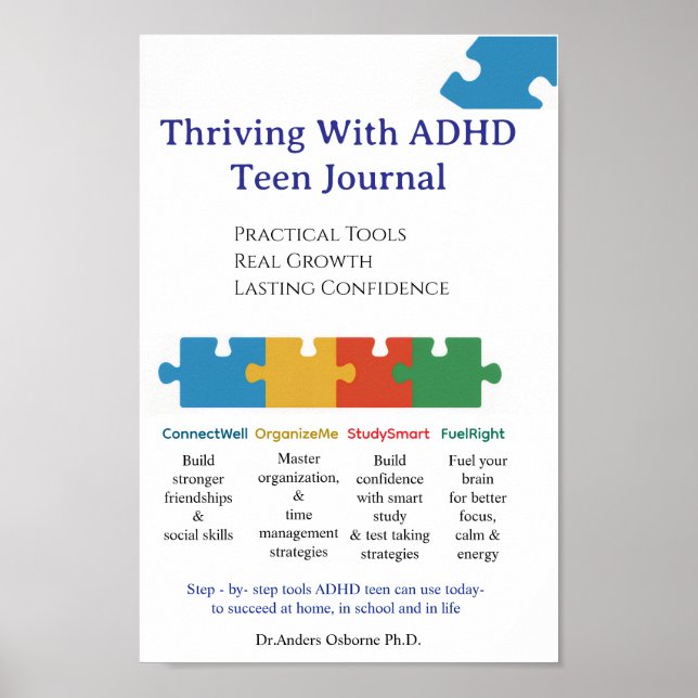 Affiche ADHD  2] Use this one ***FRONT COVER  TEEN JOURNAL (Devant)