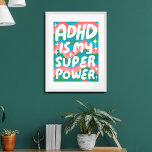 Affiche ADHD est ma superpuissance Fun Bulle Lettres color<br><div class="desc">J'espère que vous aimez cet art amusant ! Ajoutez votre propre texte, changez aussi la couleur arrière - plan. Sélectionnez la taille de l'impression à l'aide du menu déroulant ci-dessus, et vous pouvez cliquer sur le bouton "modifier la conception" pour customiser l'illustration pour qu'elle s'adapte à n'importe quelle taille de...</div>