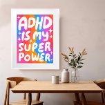 Affiche ADHD est ma superpuissance Fun Bulle Lettres color<br><div class="desc">J'espère que vous aimez cet art amusant ! Ajoutez votre propre texte, changez aussi la couleur arrière - plan. Sélectionnez la taille de l'impression à l'aide du menu déroulant ci-dessus, et vous pouvez cliquer sur le bouton "modifier la conception" pour customiser l'illustration pour qu'elle s'adapte à n'importe quelle taille de...</div>