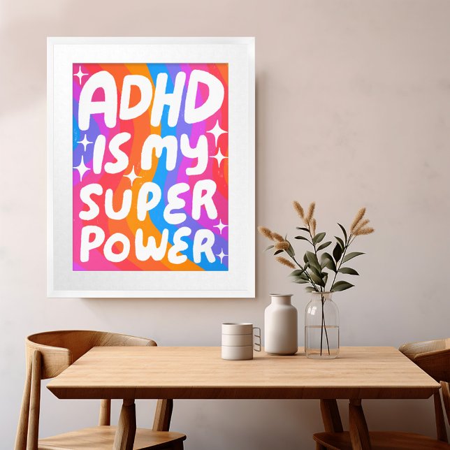 Affiche ADHD est ma superpuissance Fun Bulle Lettres color (ADHD is my Superpower Fun Bubble Letters Colorful Poster
)