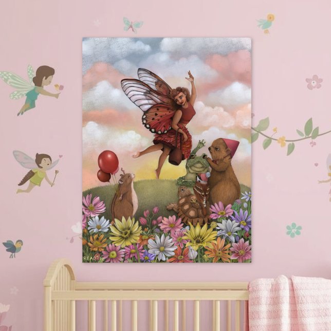 Affiche Adieu fantaisiste aux animaux de la fée des fleurs (Créateur téléchargé)